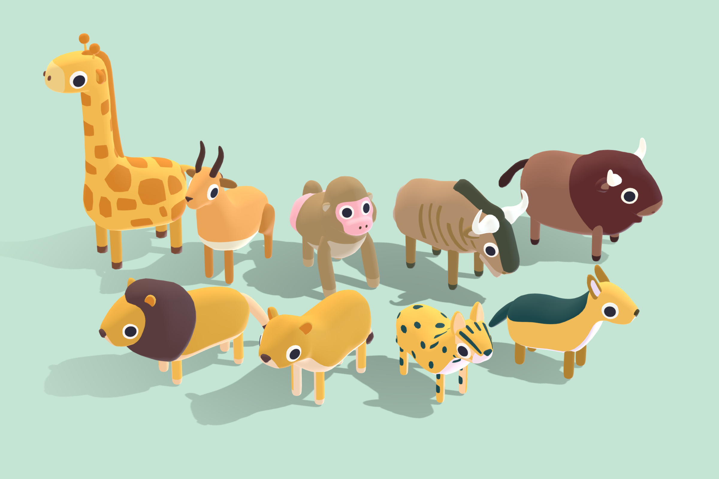 Safari Animals  - Quirky Series | Omabuarts Studio